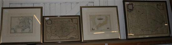 2 18th century maps of Norfolk by Bowen & Saxton and 2 other maps (4)